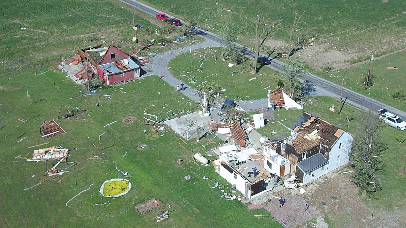 Commercial building and roof damage after a tornado